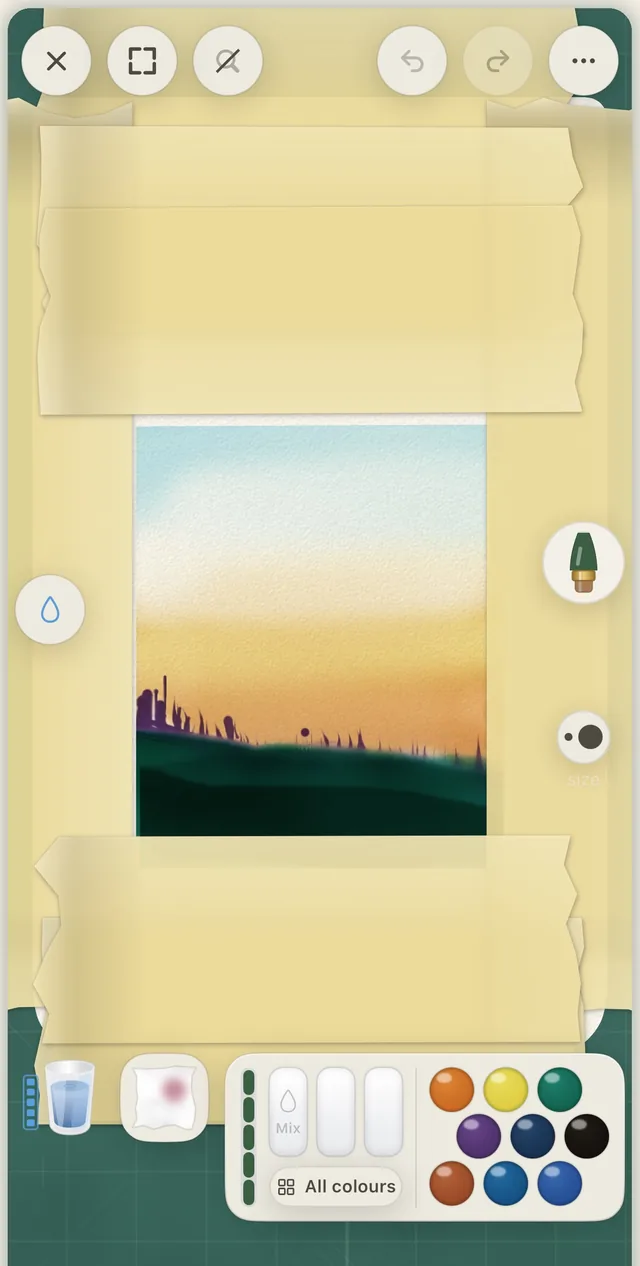 Kraft washi tape masking a small sunset landscape